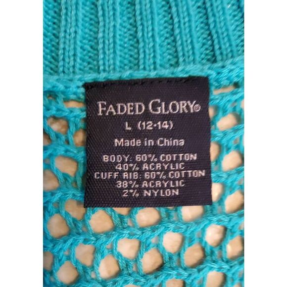 C5 Faded Glory knitted or crocheted Turquoise shrug - Picture 6 of 8